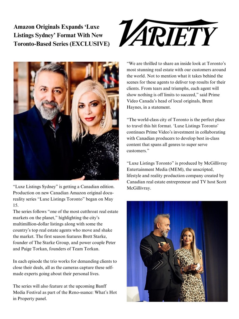 Variety exclusive on Amazon Originals expanding Luxe Listings format to Toronto